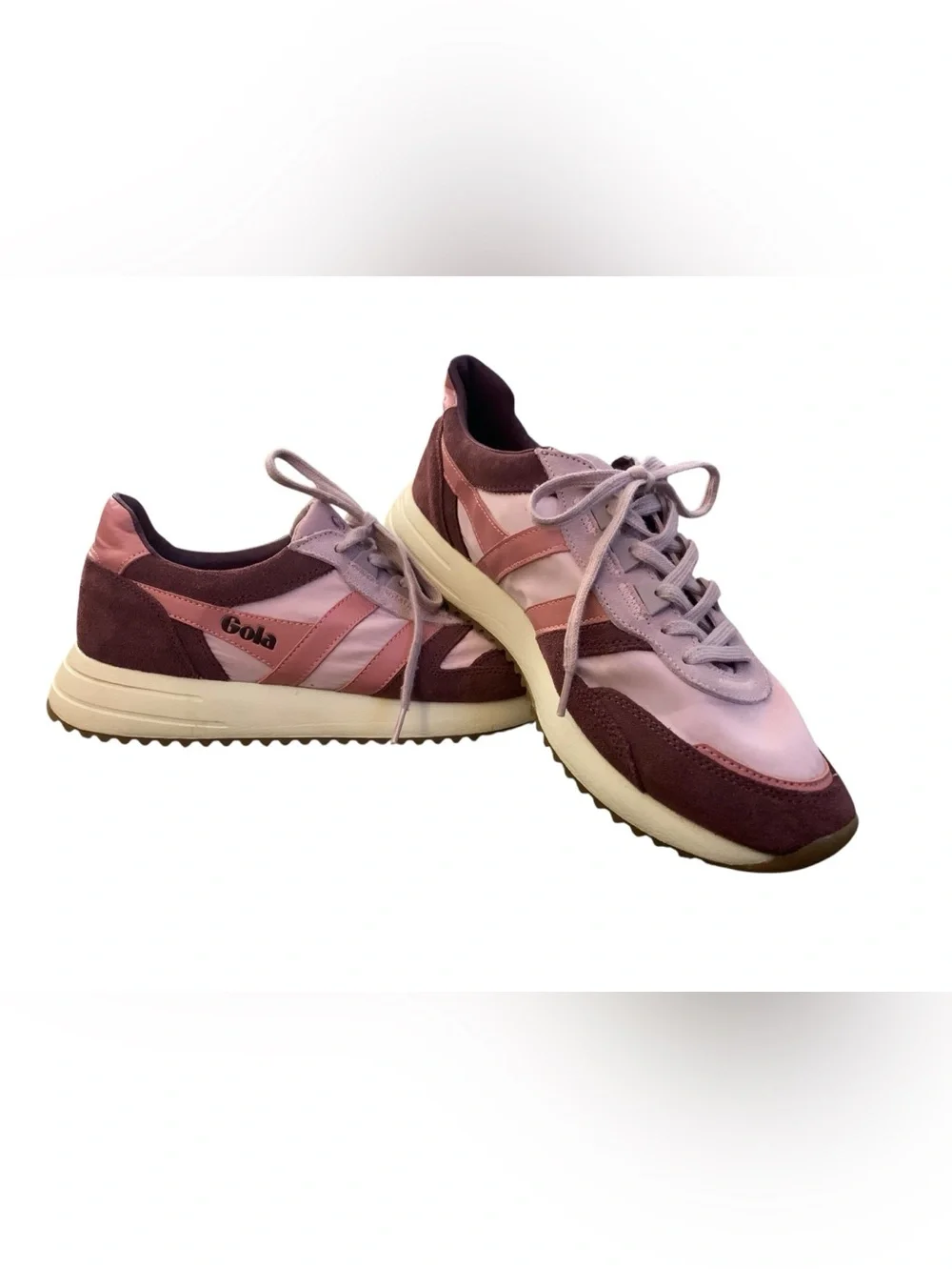 Gola Chicago Sneakers Women’s US 10 Pink Burgundy Retro Suede Nylon Trainers Y2K